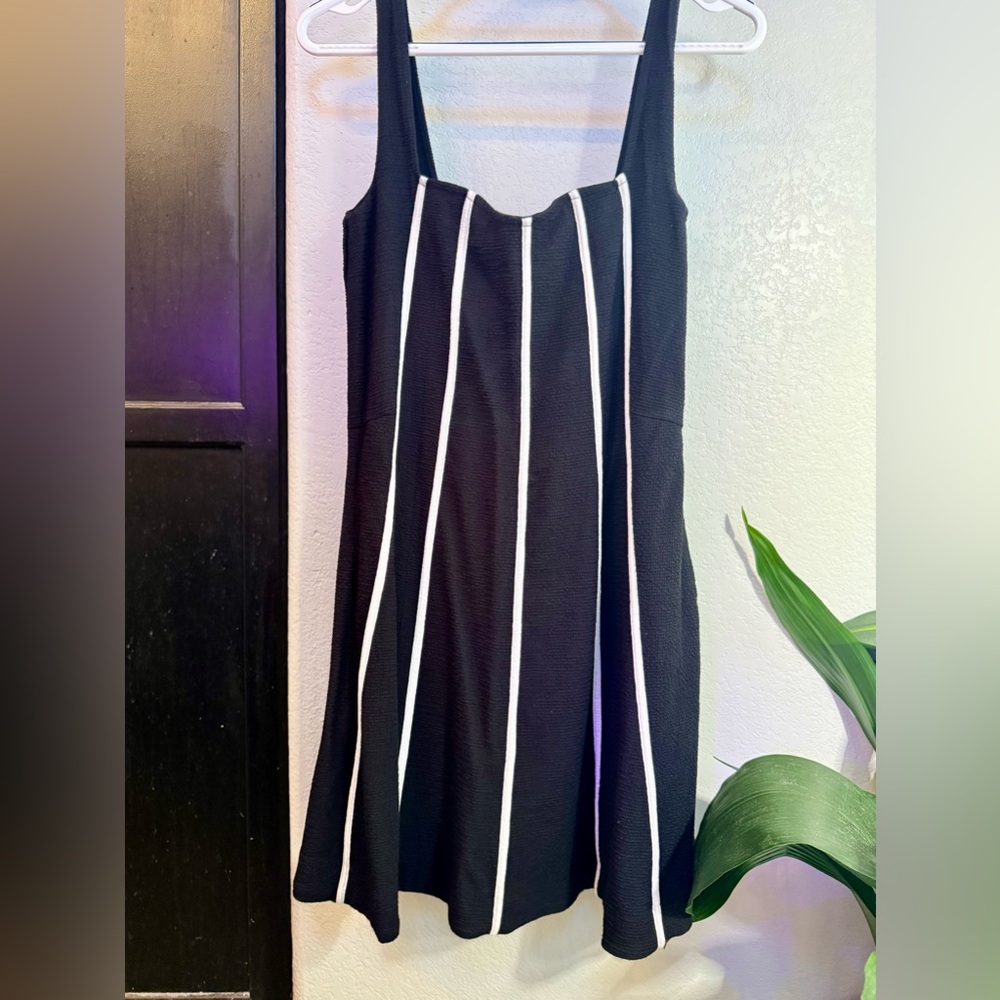 Maeve by Anthropologie Black + White Pintuck Dress